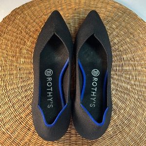 Rothy's The Point Black Fabric Pointy Toe Slip On Ballet Flats Womens Size 8
